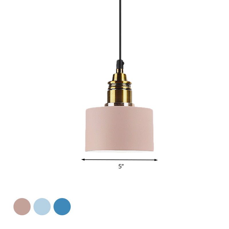 5’/12’ Wide Round Pendant Lamp Macaron Loft Metal Lighting With Brass Socket For Corridor