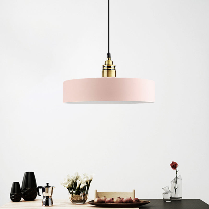 5’/12’ Wide Round Pendant Lamp Macaron Loft Metal Lighting With Brass Socket For Corridor
