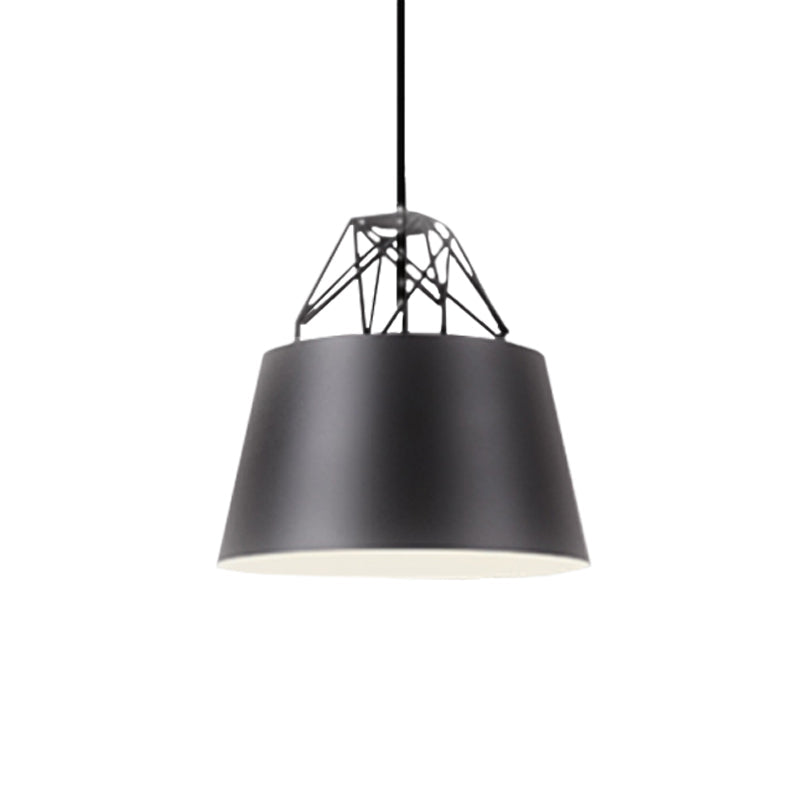 Modern Drum-Shaped Aluminum Restaurant Pendant Light With Iron Wire