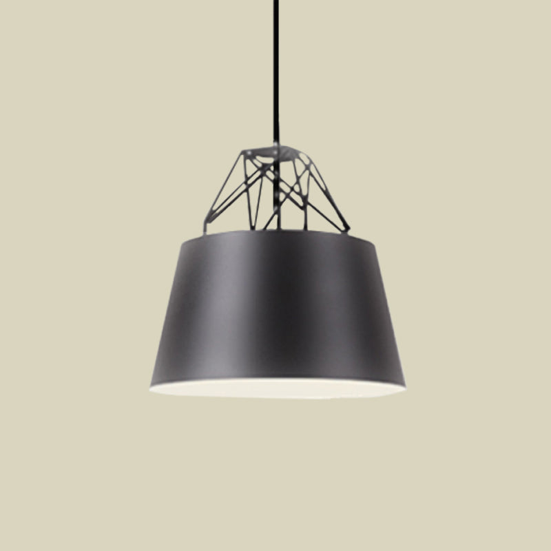 Modern Aluminum Drum Shape Pendant Light For Restaurants - 1 With Iron Wire