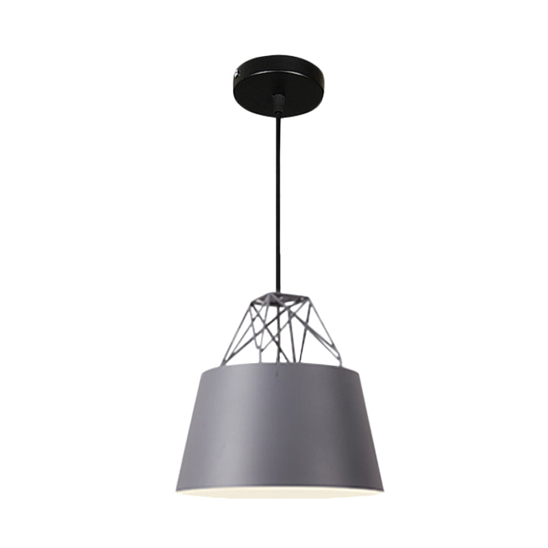 Modern Aluminum Drum Shape Pendant Light For Restaurants - 1 With Iron Wire
