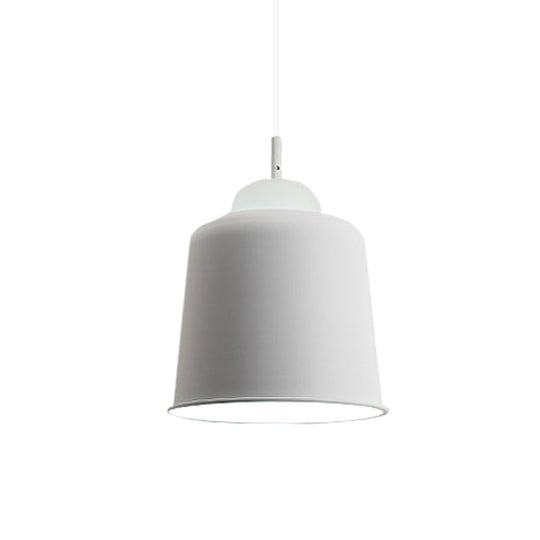 Monochrome Metal Suspension Light For Study Room - Simple Style Single Black/Grey/White