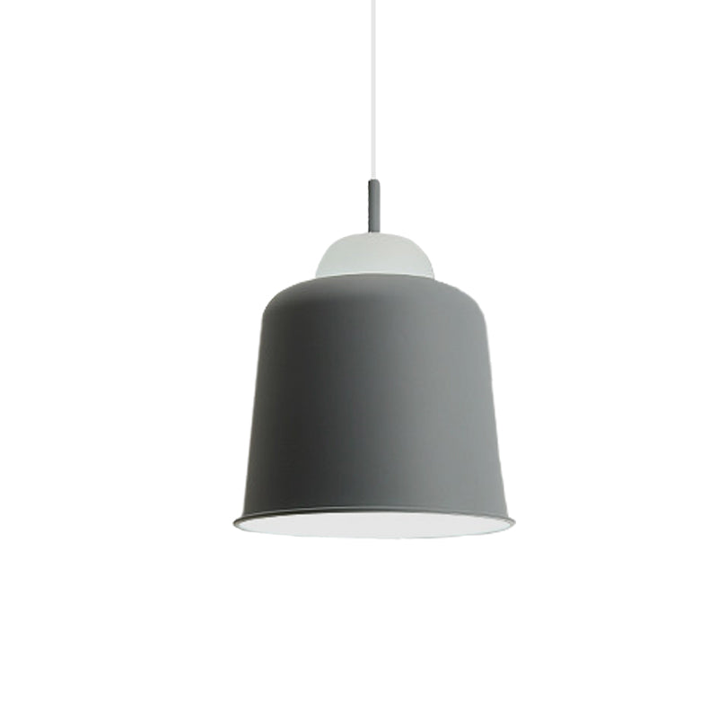 Sleek Monochrome Metal Suspension Light For Study Room - Single Hanging Lamp