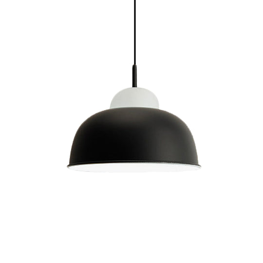 Sleek Monochrome Metal Suspension Light For Study Room - Single Hanging Lamp