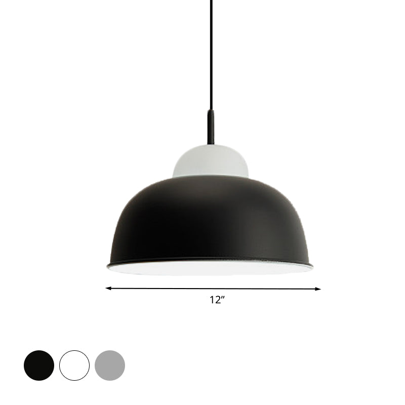 Sleek Monochrome Metal Suspension Light For Study Room - Single Hanging Lamp