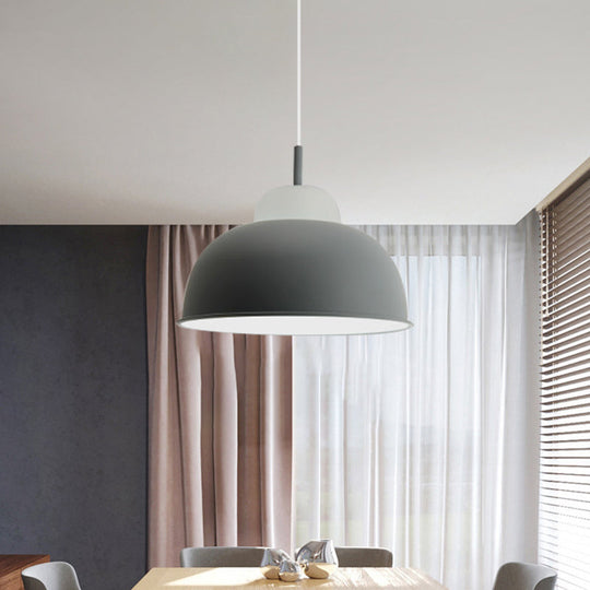 Sleek Monochrome Metal Suspension Light For Study Room - Single Hanging Lamp
