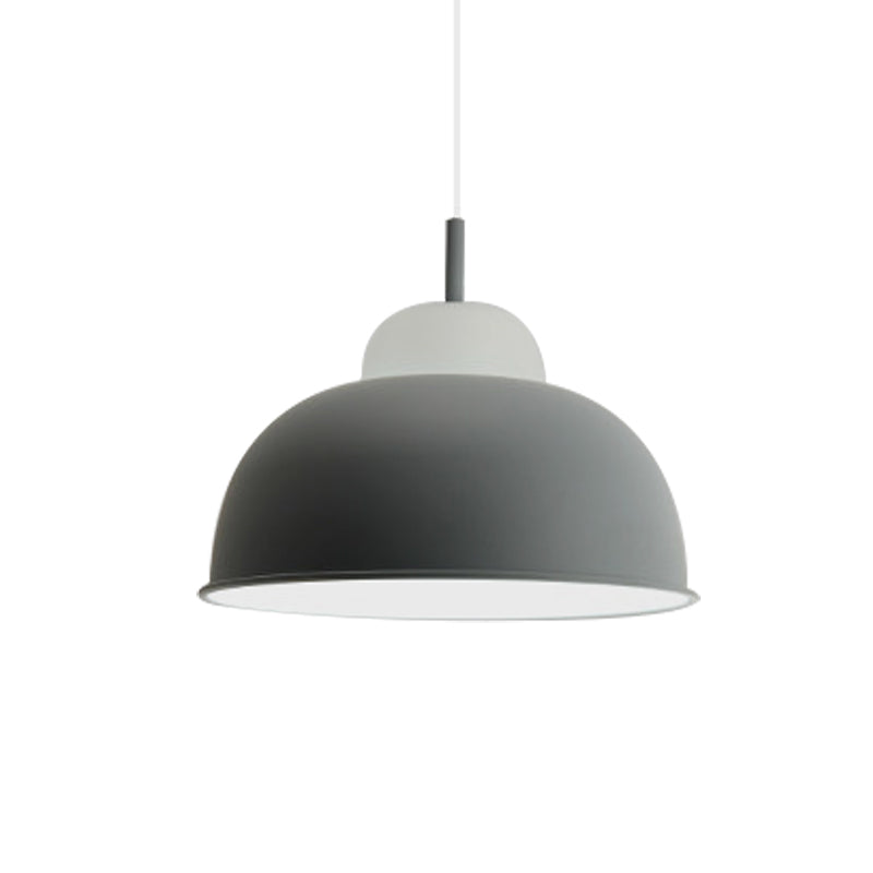 Sleek Monochrome Metal Suspension Light For Study Room - Single Hanging Lamp