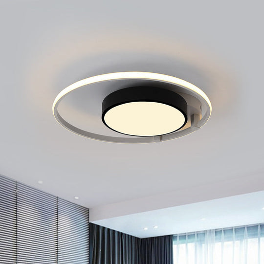 Modern Circular Acrylic Flush Ceiling Light: Stylish Black Finish 2/3 Lights Mount Fixture For