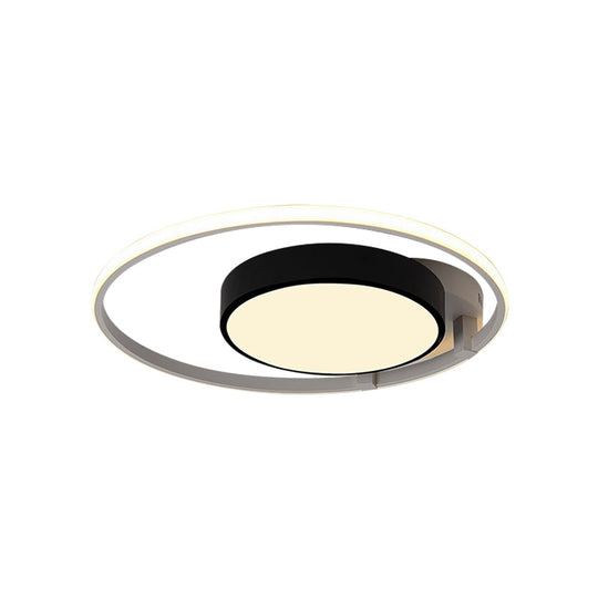 Modern Circular Acrylic Flush Ceiling Light: Stylish Black Finish 2/3 Lights Mount Fixture For