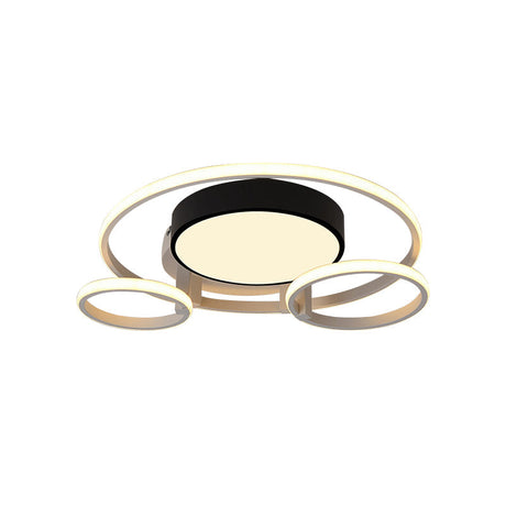 Modern Circular Acrylic Flush Ceiling Light: Stylish Black Finish 2/3 Lights Mount Fixture For