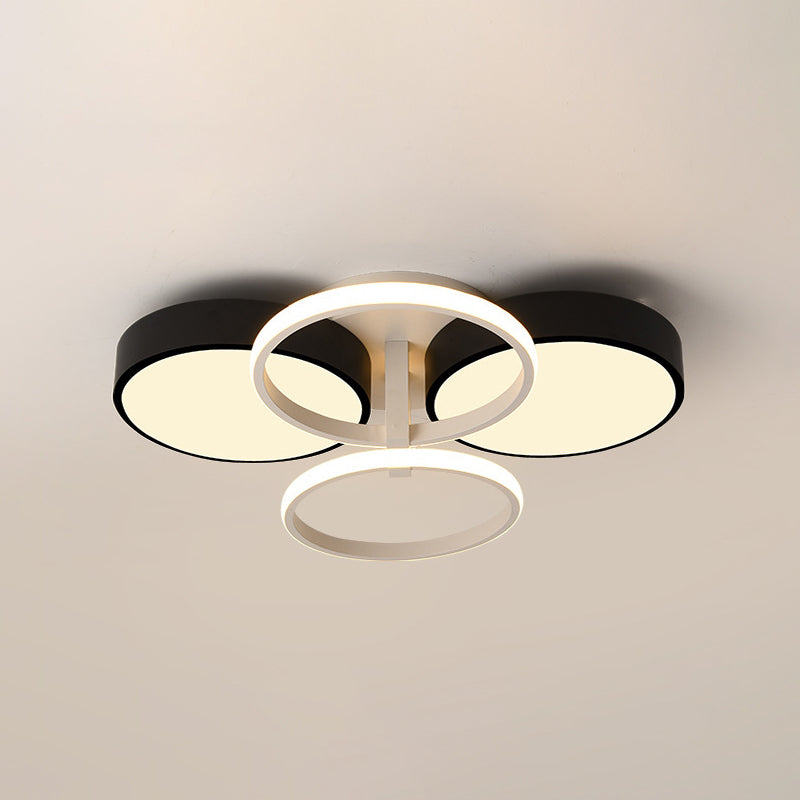 Modern Circular Acrylic Flush Ceiling Light: Stylish Black Finish 2/3 Lights Mount Fixture For