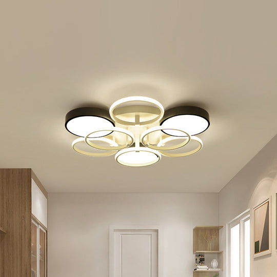Modern Circular Acrylic Flush Ceiling Light: Stylish Black Finish 2/3 Lights Mount Fixture For