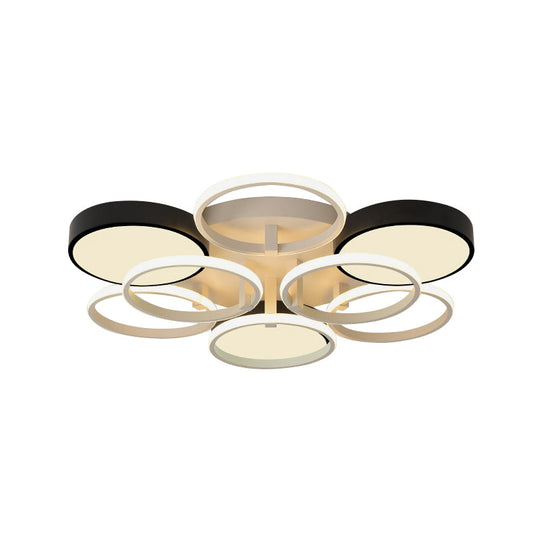 Modern Circular Acrylic Flush Ceiling Light: Stylish Black Finish 2/3 Lights Mount Fixture For