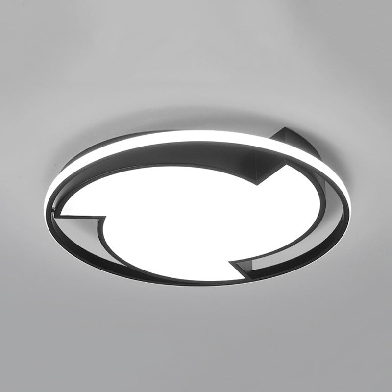 Child Bedroom Cartoon Tornado Led Ceiling Light In Acrylic Black - Flush Lamp