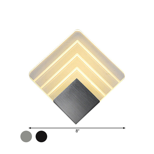 Square Led Wall Sconce - 5.5/8 Width Acrylic Light Aged Silver/Black Finish