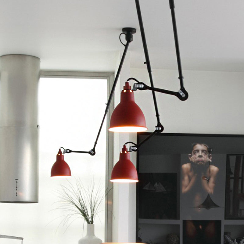 Modern Metallic Dome Pendant Lamp - 1 Bulb Black/Gray Ceiling Light With Articulated Arm For Kitchen