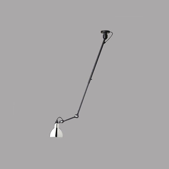 Modern Dome Pendant Lamp With Articulating Arm - Black/Gray Ceiling Light For Kitchen