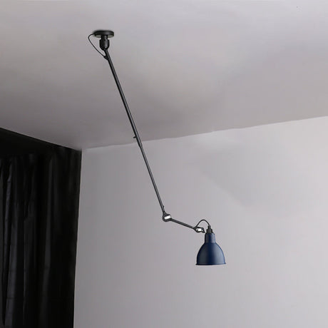 Modern Metallic Dome Pendant Lamp - 1 Bulb Black/Gray Ceiling Light With Articulated Arm For Kitchen