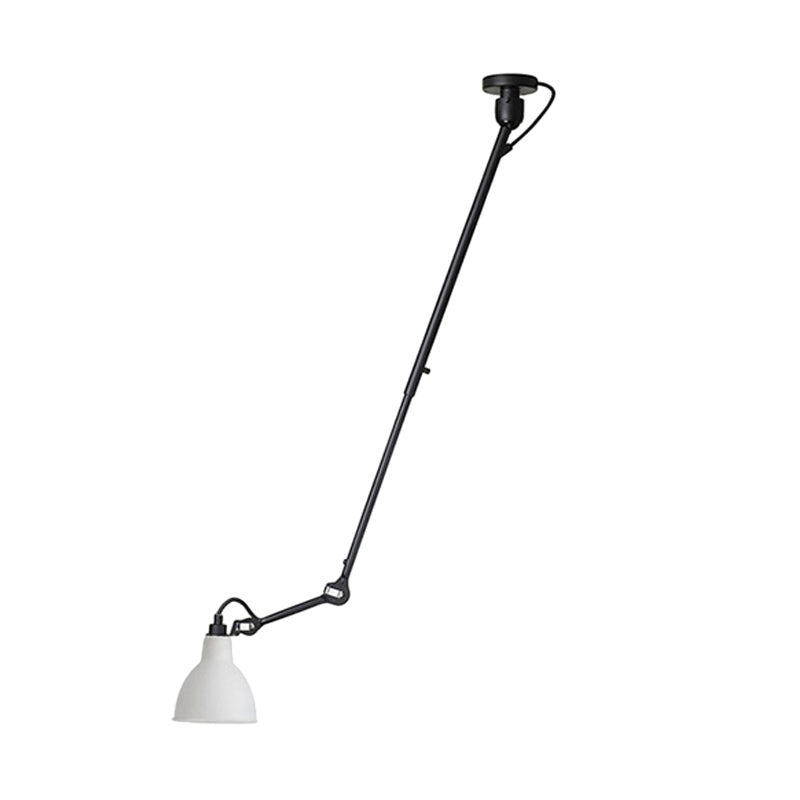 Modern Metallic Dome Pendant Lamp - 1 Bulb Black/Gray Ceiling Light With Articulated Arm For Kitchen