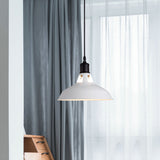 Retro Stylish Metal Pendant Light Adjustable Cord - White Barn Lampshade Sizes: 10.5’/12’/15