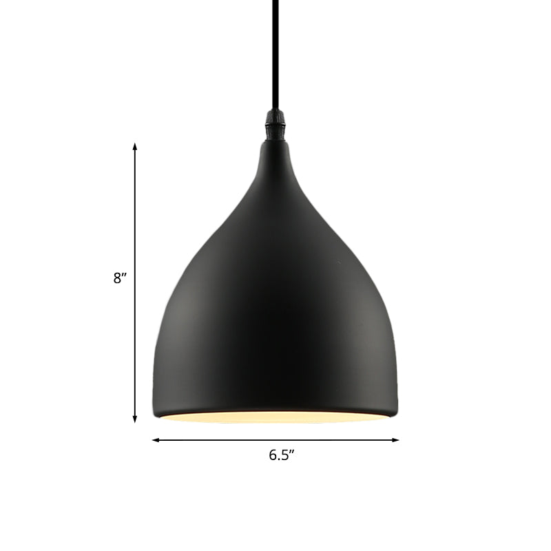 Industrial Dome Metal Pendant Light - 1 Hanging Ceiling For Restaurants 6.5’’/10’’ Dia Black