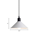 Adjustable Cord Metal Pendant Light For Dining Table - Modern 1-Light Conical Ceiling (7.5/8.5
