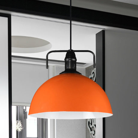 Vintage Blue/Green Metal Pendant Light - 12/14/16 Wide Indoor Hanging Ceiling With Cord Orange / 12