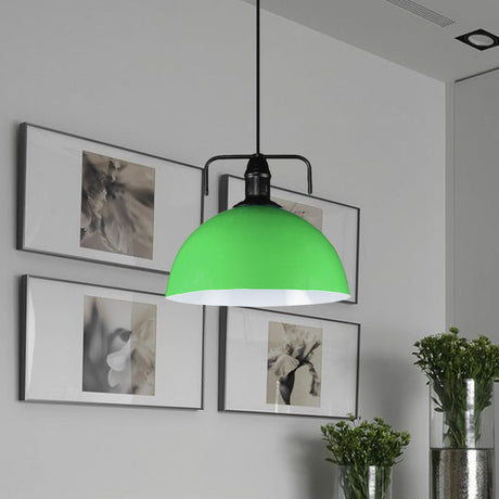 Vintage Blue/Green Metal Pendant Light - 12/14/16 Wide Indoor Hanging Ceiling With Cord