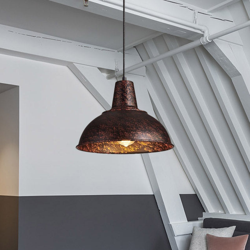 Antique Stylish Domed Suspension Light With Metallic Ceiling Pendant - Black/White