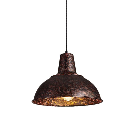 Antique Stylish Domed Suspension Light With Metallic Ceiling Pendant - Black/White