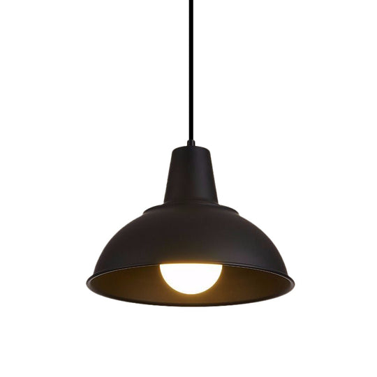 Antique Stylish Domed Suspension Light With Metallic Ceiling Pendant - Black/White