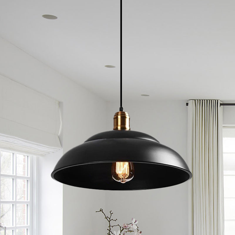 Retro Double Bubble Pendant Lamp: Metallic 1-Light Hanging Ceiling Light In Black/White For Coffee