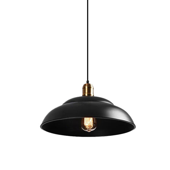 Retro Double Bubble Pendant Lamp: Metallic 1-Light Hanging Ceiling Light In Black/White For Coffee