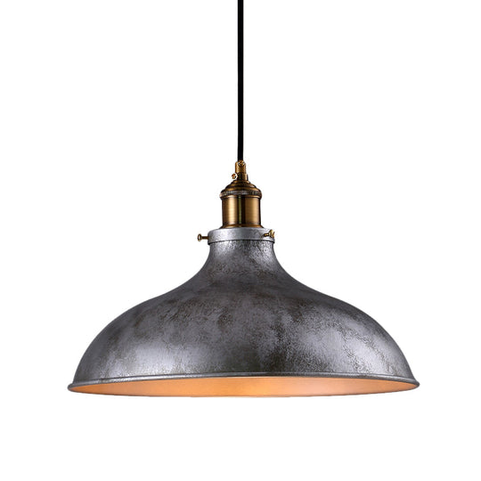 Farmhouse 1-Head Pendant Ceiling Light: Rustic Wrought Iron Bowl Lamp In Style - Silver/Rust