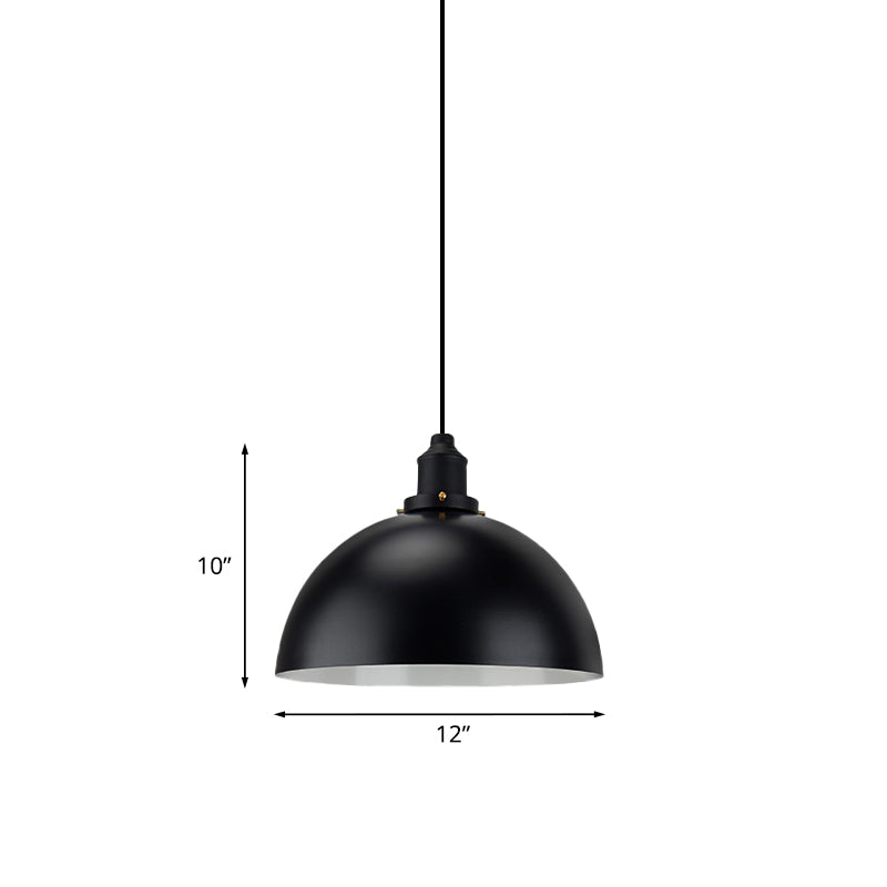 Iron Pendant Lighting: Industrial Dome Shade Black Finish