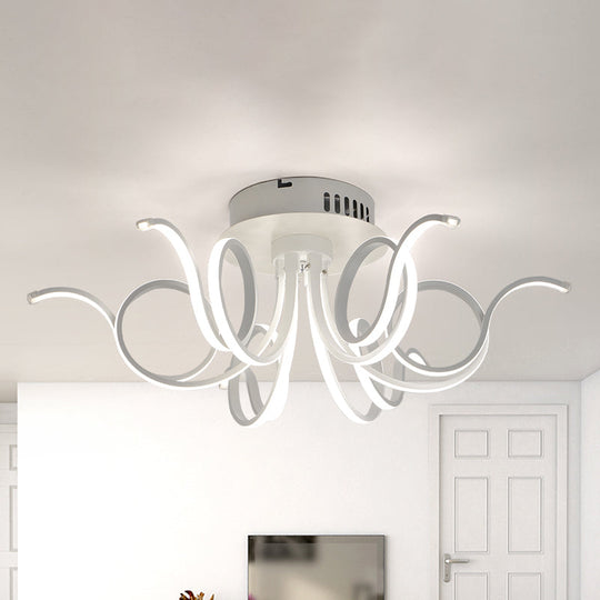 Contemporary Acrylic Octopus Flush Mount Light Fixture – 3/6/8 Led Lights For Living Room Ceiling