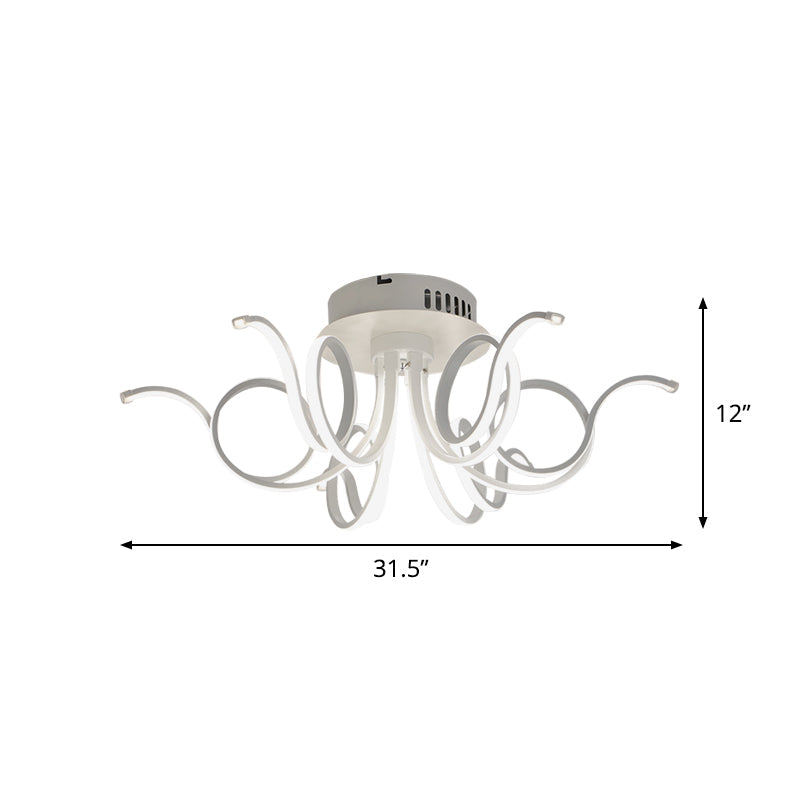 Contemporary Acrylic Octopus Flush Mount Light Fixture – 3/6/8 Led Lights For Living Room Ceiling