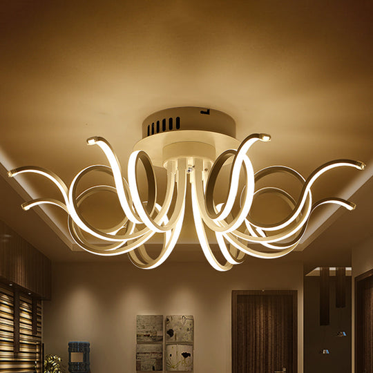 Contemporary Acrylic Octopus Flush Mount Light Fixture – 3/6/8 Led Lights For Living Room Ceiling