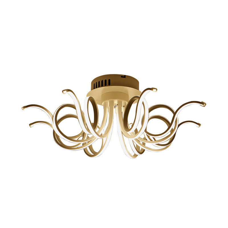 Contemporary Acrylic Octopus Flush Mount Light Fixture – 3/6/8 Led Lights For Living Room Ceiling