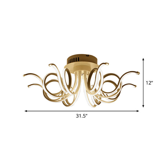 Contemporary Acrylic Octopus Flush Mount Light Fixture – 3/6/8 Led Lights For Living Room Ceiling