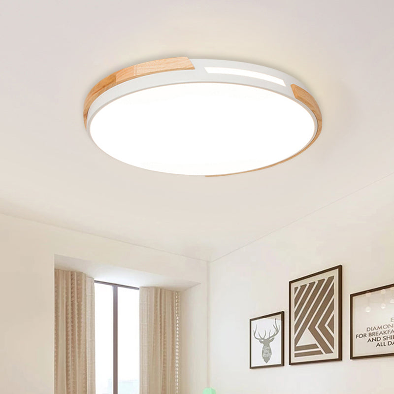 Modern Led Circle Flush Ceiling Light With Macaron Style Acrylic In Green/Grey/White - Ideal For
