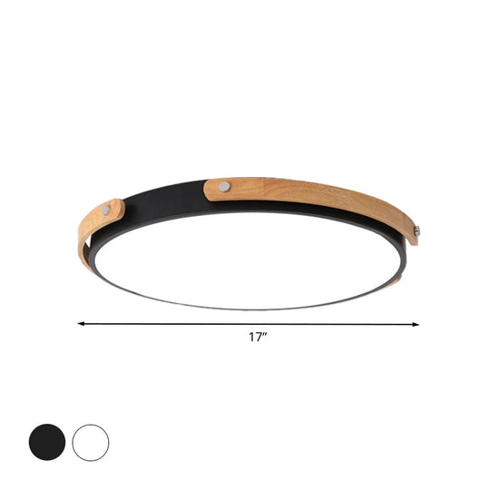 Modern Led Ceiling Lamp - Black/White Circle Bathroom Mount Light Warm/White