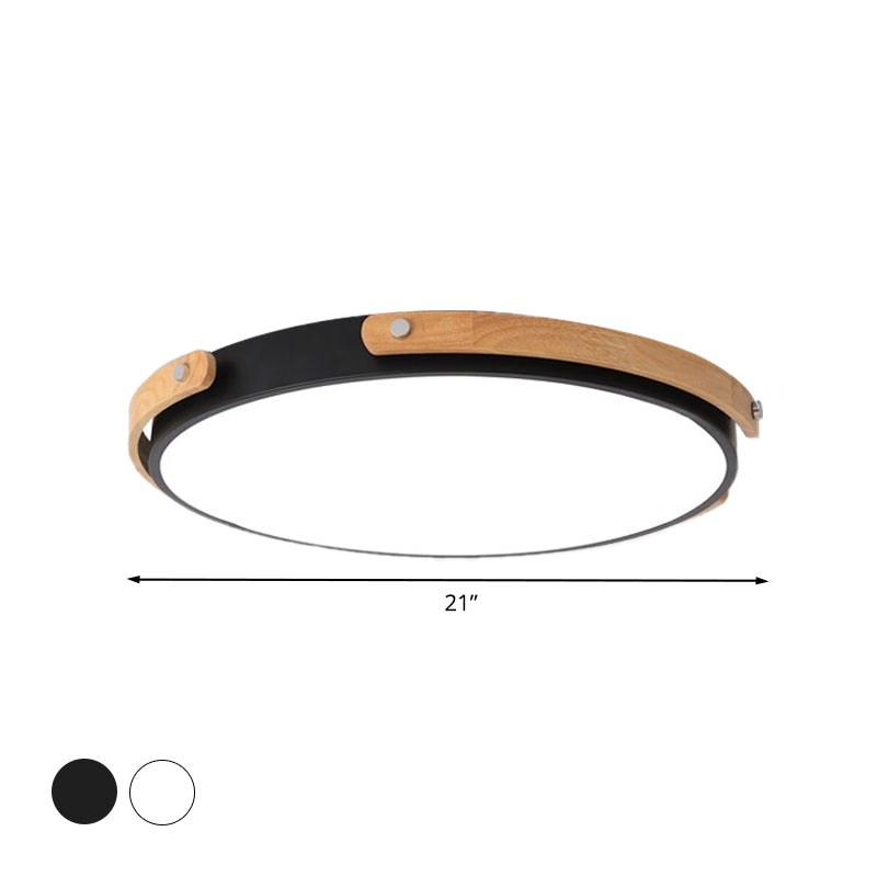 Modern Led Ceiling Lamp - Black/White Circle Bathroom Mount Light Warm/White