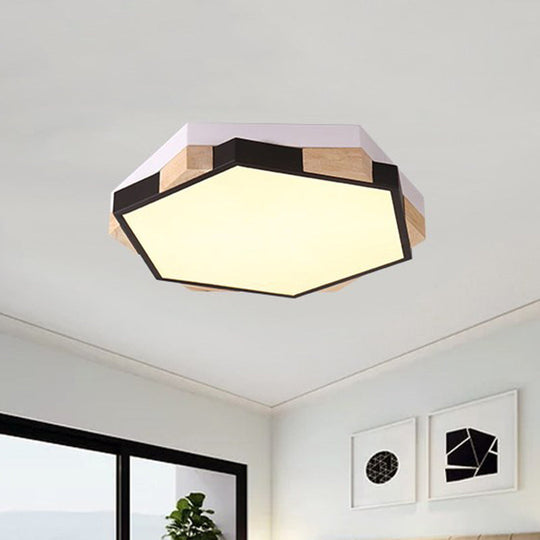 Hexagon Led Flush Ceiling Light - Acrylic Macaron Style Eye - Caring Lamp