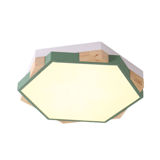 Hexagon Led Flush Ceiling Light - Acrylic Macaron Style Eye - Caring Lamp