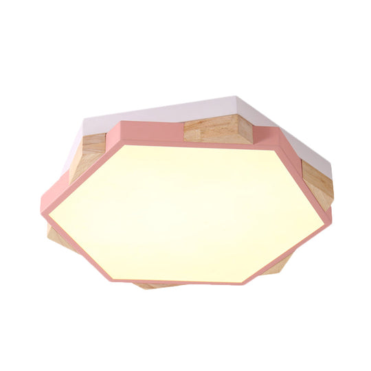 Hexagon Led Flush Ceiling Light - Acrylic Macaron Style Eye-Caring Lamp