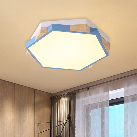 Hexagon Led Flush Ceiling Light - Acrylic Macaron Style Eye - Caring Lamp