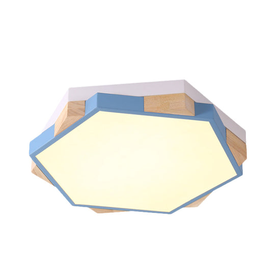 Hexagon Led Flush Ceiling Light - Acrylic Macaron Style Eye-Caring Lamp