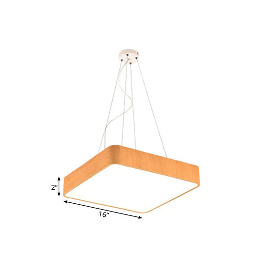 Modern Led Suspension Pendant Lamp Kit – Wooden Square Design In Various Widths