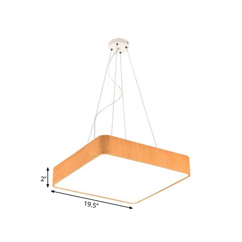 Modern Led Suspension Pendant Lamp Kit – Wooden Square Design In Various Widths